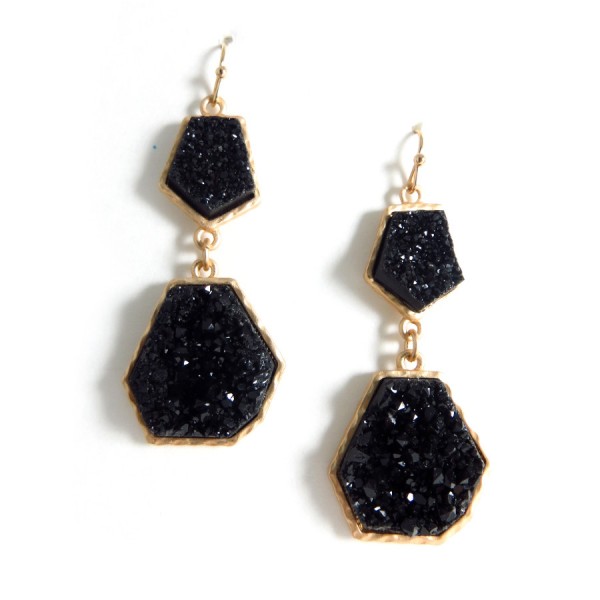 Noir Geometric Druzy Stone Earrings